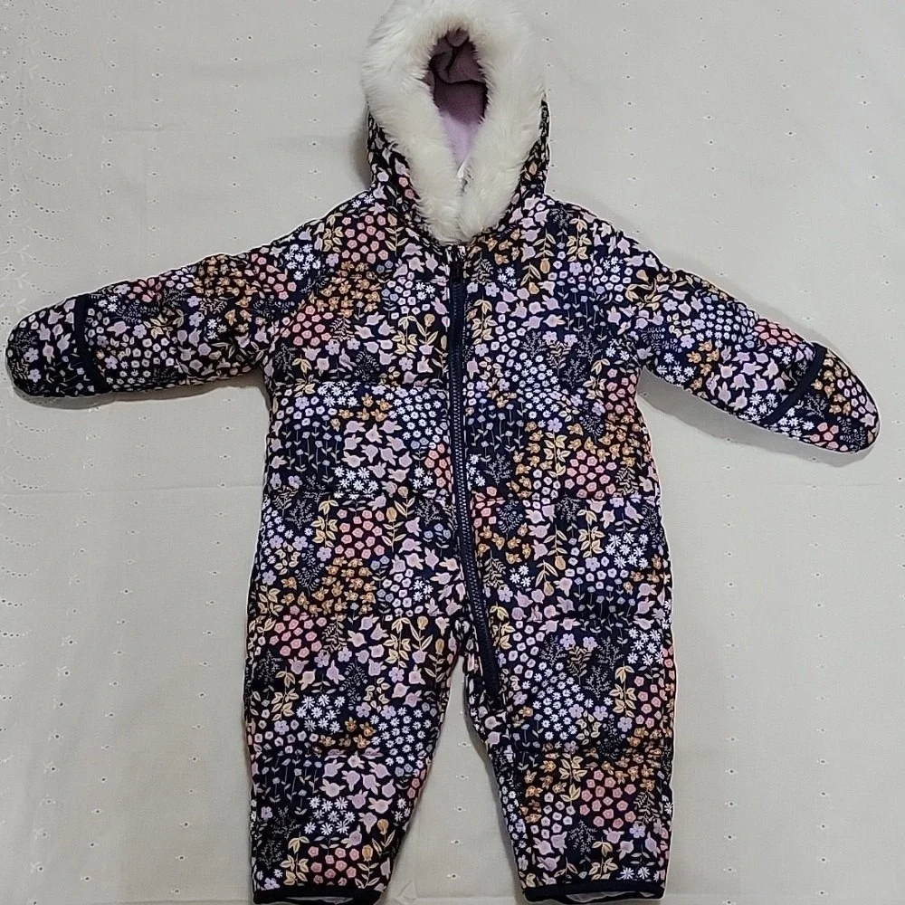 Carters Baby Girl Floral Hooded Bunting Snowsuit Navy‎ Pink 6-9M CT-SZ1726 AD
